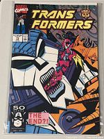 Close-up photo of the front cover of the Marvel Transformers comic book issue 75.