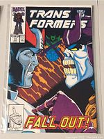Front cover of Marvel Transformers Comic Book Issue No. 77 showing cover art and title 'Fall Out!'