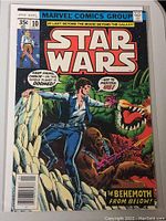 Front cover of Star Wars Comic Book Number 10 published by Marvel Comics Group showing Han Solo and a large creature.