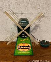 Front view of complete windmill sign on tabletop