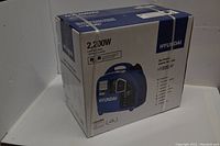 Front and side of sealed box showing 2,200W label and Hyundai branding