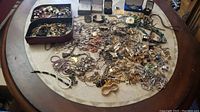 Full overview of all jewelry pieces spread on table