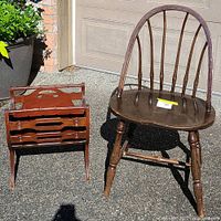 Windsor chair and Butler magazine rack together, showing their size and style.