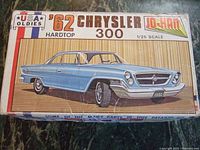 Box top showing artwork and model kit name 1962 Chrysler 300 Hardtop 1/25 scale by JO-HAN.
