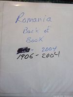 Title page showing handwritten text 'Romania Back of Book 1906-2004'