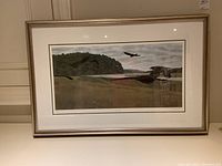 Full view of framed print showing mat and frame