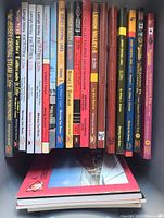 Shelf view showing spines of railroad books on New Jersey and Pennsylvania railroads
