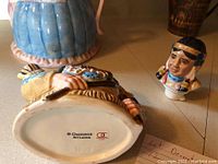 Bottom of character jug showing Omnibus Sri Lanka mark and sticker