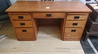 Front view of solid oak mission desk