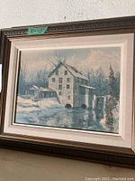 Front view of the framed oil painting showing the full scene, frame, and size label.