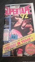 Photo of vintage WWF Wrestling VHS rental tape in original 'Supertape 92' sleeve featuring Bret Hart.