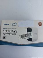 Front box view showing Eufy Security wire-free 2X add-on camera with 180 days battery life, 2K resolution, and branding from Anker Eufy Security.