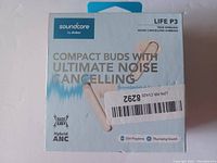 Front of retail packaging showing Soundcore Life P3 branding and product features such as hybrid ANC and 35h playtime.