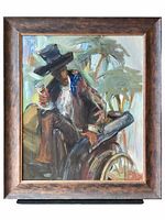 Frontal view of oil painting showing the subject and frame.