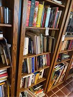 Bookshelves with assorted books on health, diet, and other topics