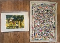 Both paintings displayed side by side on hardwood floor