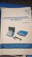 User manual for flameless heating system shows CE Approved marking