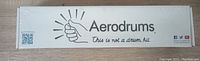 Photo of the Aerodrums sealed box showing branding and tagline