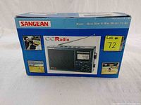 Original packaging box of Sangean CC Crank Radio with product images and brand logo visible, indicating new and unused condition.