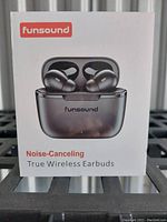 Box front showing Funsound earbuds and charging case image with branding and product type