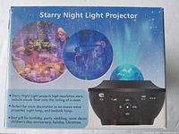 Box front showing product name, projector image, and product usage description.