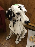 Porcelain Dalmatian statue front side showing detailed face and spots