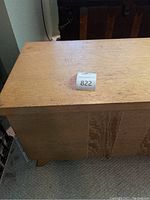 Top angle showing trunk surface and side profile with light wood finish.