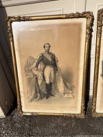 Single Napoleon III lithograph in gesso frame