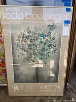 Framed signed art poster by Graciela Rodo Boulanger featuring tree artwork, marked ART 78, Washington.