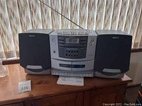 Sony CD player stereo with two speakers close-up