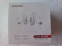 Front view of the Jinghao JH-D59 hearing aids box showing image of devices and model number.