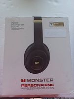 Front box showing image of the headphones and branding with noise cancelling mention.