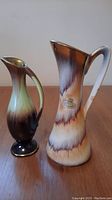 Two West German pottery vases, one taller with Bay Keramik sticker, one smaller with chip on base