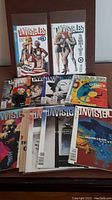 Front cover photo showing multiple The Invisibles comics from DC Vertigo with colorful cover art depicting various characters and themes.