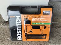 Front view of the Bostitch SB-1850BN 18 gauge brad nailer kit in carrying case with main branding and model info visible.