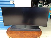 Front view of curved monitor on table