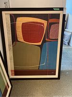 Front view of framed abstract geometric painting by Hafod