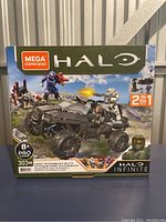 Front view of Mega Construx Halo Infinite UNSC Razorback Blitz box showing main build and figures.