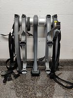 Front view of Saris Bones bike rack with multiple straps and adjustable arms visible.
