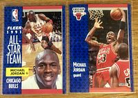 Front side of two Michael Jordan basketball cards from 1991 Fleer All-Star Team and Chicago Bulls series.
