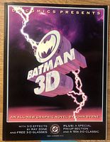 Front cover of Batman 3D graphic novel with title and lightning graphic