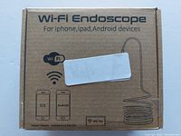 Front of the Wi-Fi Endoscope box showing product name, supported devices, and Wi-Fi connectivity.
