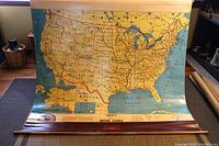 Full view of the vintage school map showing all 48 contiguous United States.