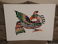 Full view of the First Nations Thunderbird print with vibrant traditional colors illustrating the Thunderbird figure.