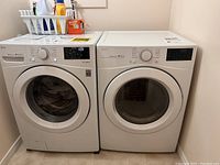 Front and top view of LG front-load washer and dryer side by side