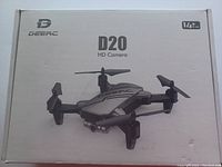Original box of the Deerc D20 drone showing the drone image and model information