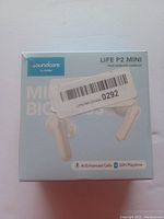 Front of boxed Soundcore Life P2 Mini true wireless earbuds showing brand, model, and product image with sticker.