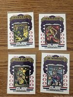 Four G.I. Joe Honor Roll character cards: Firefly, Serpentor, Zartan, Dr. Mindbender