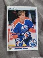 Front of Chris Joseph Upper Deck hockey card showing player in Edmonton Oilers blue jersey and gear.