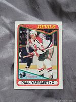 Front side of Paul Ysebaert Top Prospect hockey card showing player image in Devils uniform and card design.